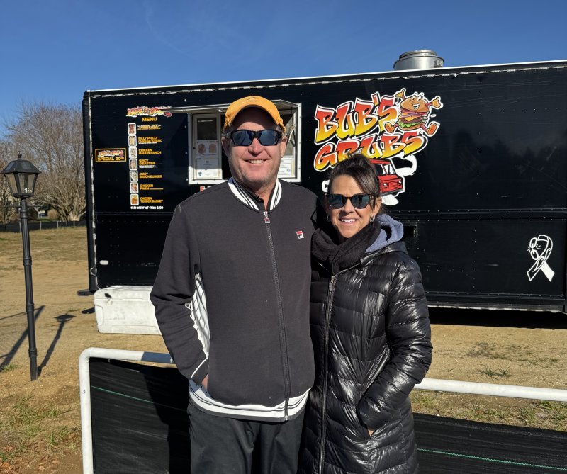 Celebrating the success of the free play day fundraiser for first responders at Dave Marshall Tennis and Pickleball are Dave Marshall, left, and Kyle Shaffer, director of the Shaffer Family Foundation, event beneficiary. SUBMITTED PHOTO